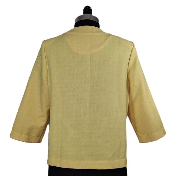 Cute Bright Yellow Light Boxy ¾ Sleeve Relaxed Blazer Jacket Sz 12 Unlined - Picture 8 of 12